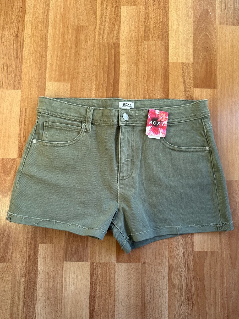 Roxy Olive Green Low-Rise Denim Shorts